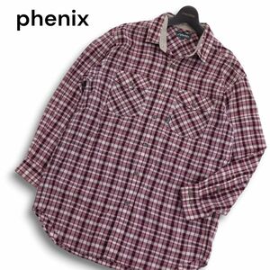 phenix フェニックス 通年 長袖 薄手 チェック ウール★ ワーク CPO シャツ Sz.L　メンズ アウトドア 日本製　C4T07884_9#C