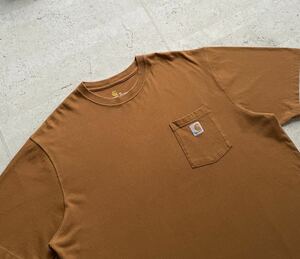 Carhartt カーハート ショートスリーブ ポケット付き Tシャツ ブラウン XL オリジナルフィット