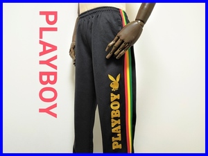 即決! 良品! PLAYBOY プレイボーイ ゴールドラメロゴ ジャージパンツ メンズM