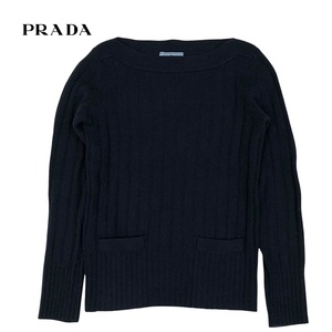 【IT7MHGWAU8S4】PRADA プラダ ニット セーター ネイビーボートネック 長袖 ネイビー レディース 40