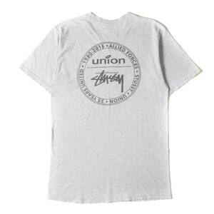 STUSSY ステューシー Tシャツ サイズ:M 35周年記念 UNION サークルロゴ クルーネック 半袖Tシャツ ヘザーグレー トップス カットソー