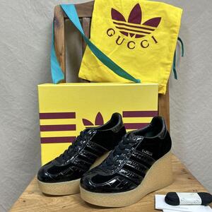 未使用 adidas GUCCI アディダス グッチ スニーカー GAZELLE アディダス 厚底 ブラック 黒 コラボ