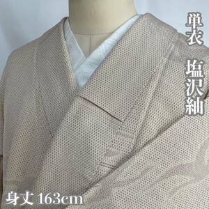 【Wellriver】 塩沢紬 鶴 単衣 着物 上品 正絹 身丈163cm 和装 和服 #C1000.