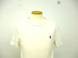 POLO RALPH LAUREN　ポロ ラルフローレン　半袖Tシャツ　胸ワンポイント　ロゴマーク　無地　ホワイト　M　夏　メンズ　Y-612あ