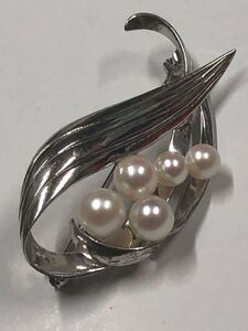 MIKIMOTO 真珠ブローチ　ミキモト　S刻印あり　本真珠　silver アクセサリー パール