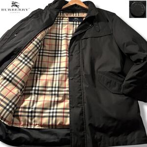 極美品/XLサイズ相当●バーバリー ロンドン 2way ダウンライナー付き スタンドカラー コート ジャケット BURBERRY LONDON ノバチェック 黒