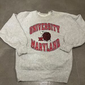 90s リバースウィーブ 3段プリント 114 カレッジ 刺繍タグ チャンピオン MARYLAND UNIVERSITY ヴィンテージ スウェット トリコ