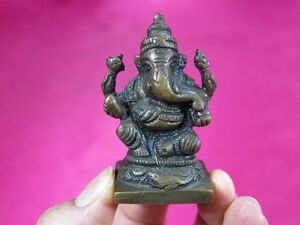 ｃ　古銅ガネーシャ像　小　インド　神像　金工　/　仏像　御利益　富の神像