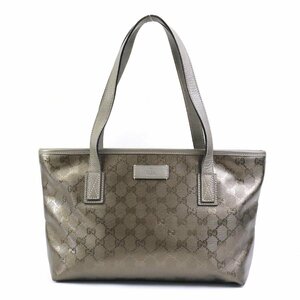 グッチ GUCCI ショルダーバッグ トートバッグ GGインプリメ PVC/レザー メタリックカーキ e57643a