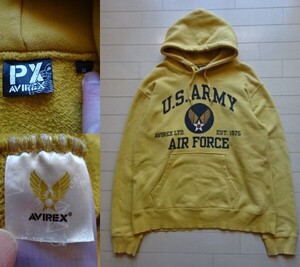 【PX AVIREX】U.S.ARMY AIR FORCE スウェットパーカー イエロー SIZE:XL (アヴィレックス,ミリタリー,フライト,上野商会)