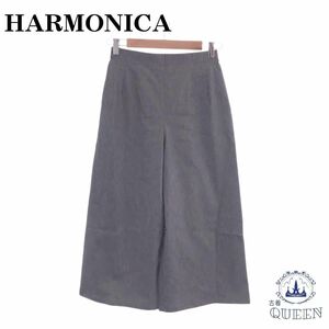 ☆美品☆ HARMONICA ハーモニカ パンツ ガウチョパンツ ワイド レディース グレー M 麻 日本製 901-3101 送料無料