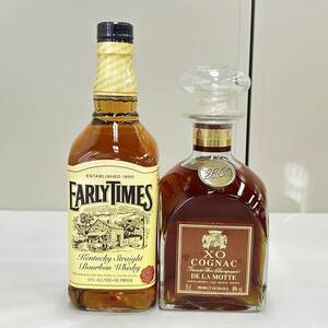 24大/A053899-1/S123-431/MS3000 酒 2点まとめ EARLY TIMES Kentucky Straight Bourbon Whisky 40% 700ml/DE LA MOTTE XO COGNAC 40% 700ml