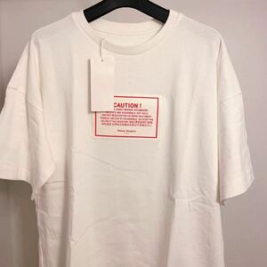 新品タグ付き メゾンマルジェラ Maison Margiela CAUTION! パッチ 半袖Tシャツ カットソー オーバーサイズ ビッグシルエット ホワイト 白