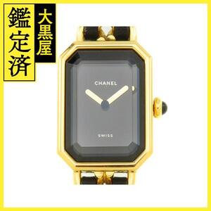 CHANEL　シャネル　プルミエールL　H0001　ブラック文字盤　GP/革　レディース腕時計【207】2148103759116