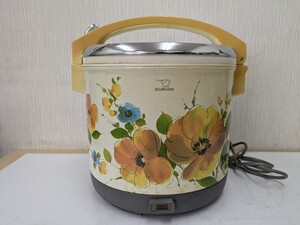 ヤ120 昭和レトロ 象印 電子ジャー 保温ジャー 保温専用 レトロ ZOJIRUSHI 保温釡 花柄 TFR-1900型 1.9L 中古 保管品 通電OK 保温 ジャー