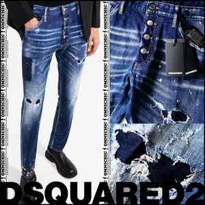 加工が超贅沢盛り■新品151,800円【DSQUARED2】ディースクエアード 刺繍＆クラッシュリペア BROKEN WASHストレッチCOOLGUYデニム50/90~92cm