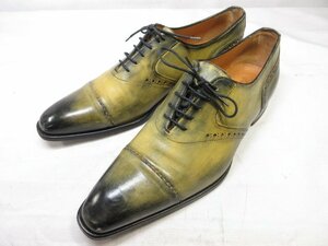 HH美品 【フランチェスコベニーニョ FRANCESCO BENIGNO】 2903 レザー 内羽根 ドレスシューズ 靴 (メンズ) size8 黄色×黒 ■30MZA5868■