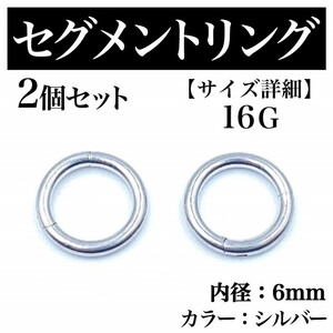 セグメントリング 16G 2本 フープピアス ボディピアス シルバー BP 173