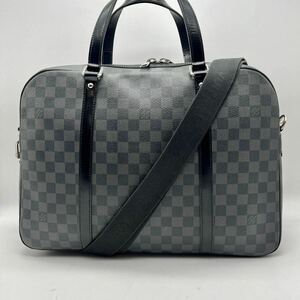 美品 LOUIS VUITTON ダミエ グラフィット ヨーン 2way ビジネスバッグ ブリーフケース ショルダーバッグ A4可 メンズ PVC レザー ブラック