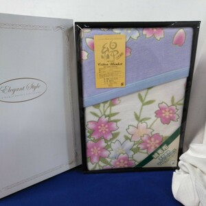 g_t X651 【未使用品】桜柄綿毛布　コットンブランケット　140×200cm 寝具　肌の弱い方にも安心してご利用できます♪　シングルサイズ　