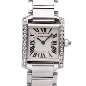 極美品 カルティエ Cartier タンクフランセーズ 2384 SM アフター ダイヤ モンド レディース 腕時計【中古】8015