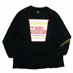 アメリカ公式 カップブードル ブラック コットン カットソー / size XL / USA Tシャツ cup noodle 長袖 ロングスリーブ