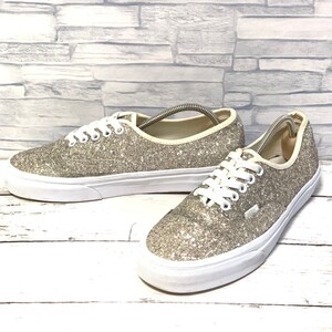 R7223bL VANS バンズ SHINY PARTY シャイニーパーティー AUTHENTIC ローカットスニーカー グリッターラメ シルバー メンズ レディース 25cm