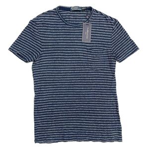 未使用 ポロラルフローレン インディゴ染め ボーダー ポケット Tシャツ / size s / polo ralph lauren デッドストック