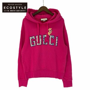 GUCCI グッチ ピンク 18AW 475374 ピグレット フーディー 子豚刺繍 プルオーバー ピンク XS トップス コットン レディース 中古