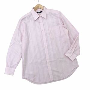 m510-7 BURBERRY LONDON バーバリー シャドーチェック 長袖 シャツ ワイシャツ カッターシャツ トップス ピンク 紳士 メンズ 43-86 日本製