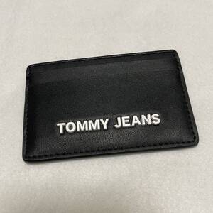 TOMMY JEANS トミージーンズ カードケース ブラックレザー 美品 ブラック 名刺入れ 黒