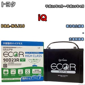 国産 バッテリー GSユアサ ECO.R HIGH CLASS トヨタ ｉＱ DBA-NGJ10 平成21年8月～平成28年4月 EC90D23RHC