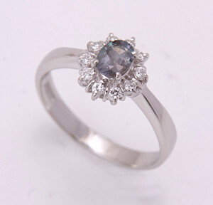 《質屋出品》Pt900★天然アレキサンドライト0.317ct+ダイアモンドリング★C-5722