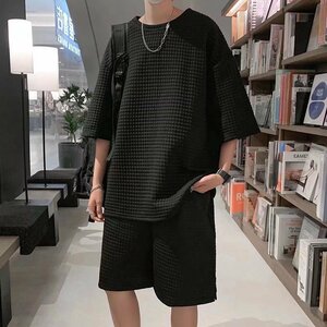 未使用 3色 上下セット メンズ セットアップ Tシャツ ハーフパンツ 半袖 夏 ルームウェア 部屋着 ゆったり 運動着 M~2XL