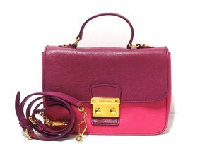 定価30万 極美品 miumiu ミュウミュウ RN0726 MADRAS BICOLORE ゴートレザー 2WAY ショルダーバッグ マドラス ハンドバッグ ピンク