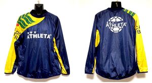 ATHLETA/アスレタ☆ウインドブレーカー☆ピステ☆軽量/ジャケット/ジャージ/サッカー/フットサル/緑×紺×黄/大きめサイズ/O