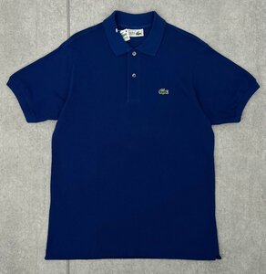 希少 70s 80s デッドストック フランス製 LACOSTE フレンチ ラコステ 半袖 鹿の子 ポロシャツ 5191L L1212 4/L 青 ヴィンテージ オールド