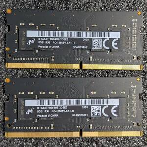 【中古】DDR4 SODIMM 16GB(8GB2枚組) Micron MTA8ATF1G64HZ-2G6E3 [DDR4-2666 PC4-21300]