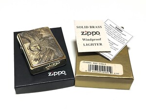 未使用 ZIPPO ジッポー BARRETT＆SMYTHE EAGLE バレット&スマイス イーグル ソリッドブラス 1994年製　立体メタル貼り