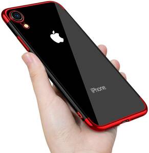 iPhone XR用 ケース 赤枠 透明 クリア　薄型 軽量 スリム 大人気 オシャレ アイホン　アイフォン　アイホーン