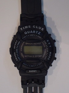 デジタル腕時計 ラバープロテクト ラバーバンド ショックレジスト メーカー不明 機能不明 電池切れ 中古 美品