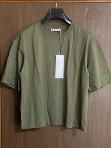 36新品 MARNI レディース コットンジャージー Tシャツ 半袖 ボックス カットソー size 36 XS マルニ カーキ イタリア製