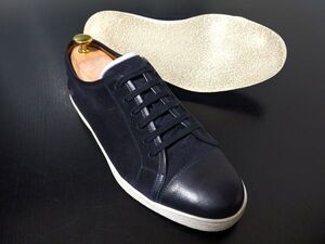 使用少 ジョンロブ 7.5 JOHN LOBB コンビレザーローカット スニーカー 濃紺 9714