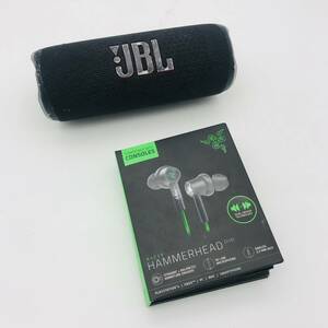 【JU-01】イヤホン スピーカーまとめ 中古 JBL FLIP6 ジェイビーエル Bluetooth / RAZER イヤホン ゲーミングイヤホン グリーン 中古