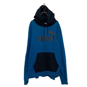 PUMA ロゴ スウェット パーカー プーマ 3XL ブルー ビックサイズ 裏起毛 古着卸 アメリカ仕入 a606-6085