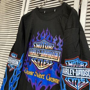 AUNK 1スタ 黒 Tシャツ 長袖 ロンT ハーレー ダビッドソン HARLEY DAVIDSON 90s 00s ビンテージ 古着 卸 仕入れ