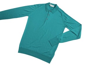  メンズ S ジョンスメドレー 最高級メリノウール ポロネックセーター COTSWOLD OCEAN TEAL JOHN SMEDLEY イギリス製★