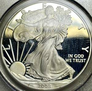 【アメリカ大型銀貨】(満点 PCGS-PR70DCAM 1オンス純銀 2008年銘)