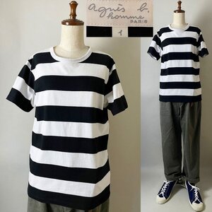 ★【国内正規品 名作 定価14,300円程 定番】日本製 agnes b. homme 8807J019 H19 アニエスベー オム J019 TS 太ボーダー Tシャツ 1 半袖