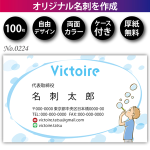 オリジナル名刺印刷 100枚 両面フルカラー 紙ケース付 No.0224